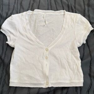 AYAI White Short Sleeve Cardigan